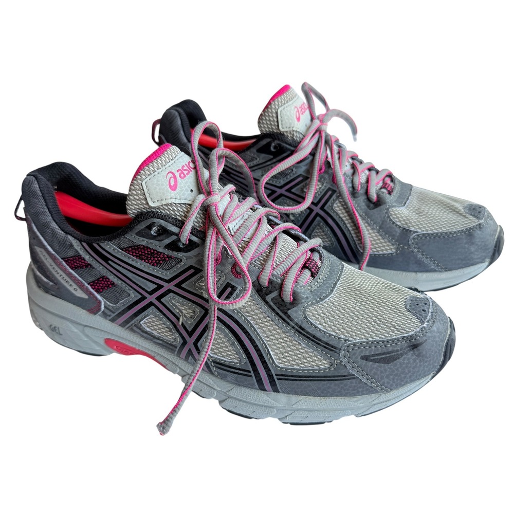 Asics Gel Venture 6 Shoes Black Gray Pink Women Running Sneakers Carbon Size 9.5